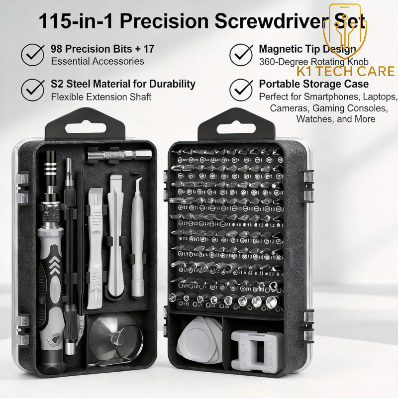 115-in-1 Precision Screwdriver Set Professional Repair Tool Kit – Gray - Image 4