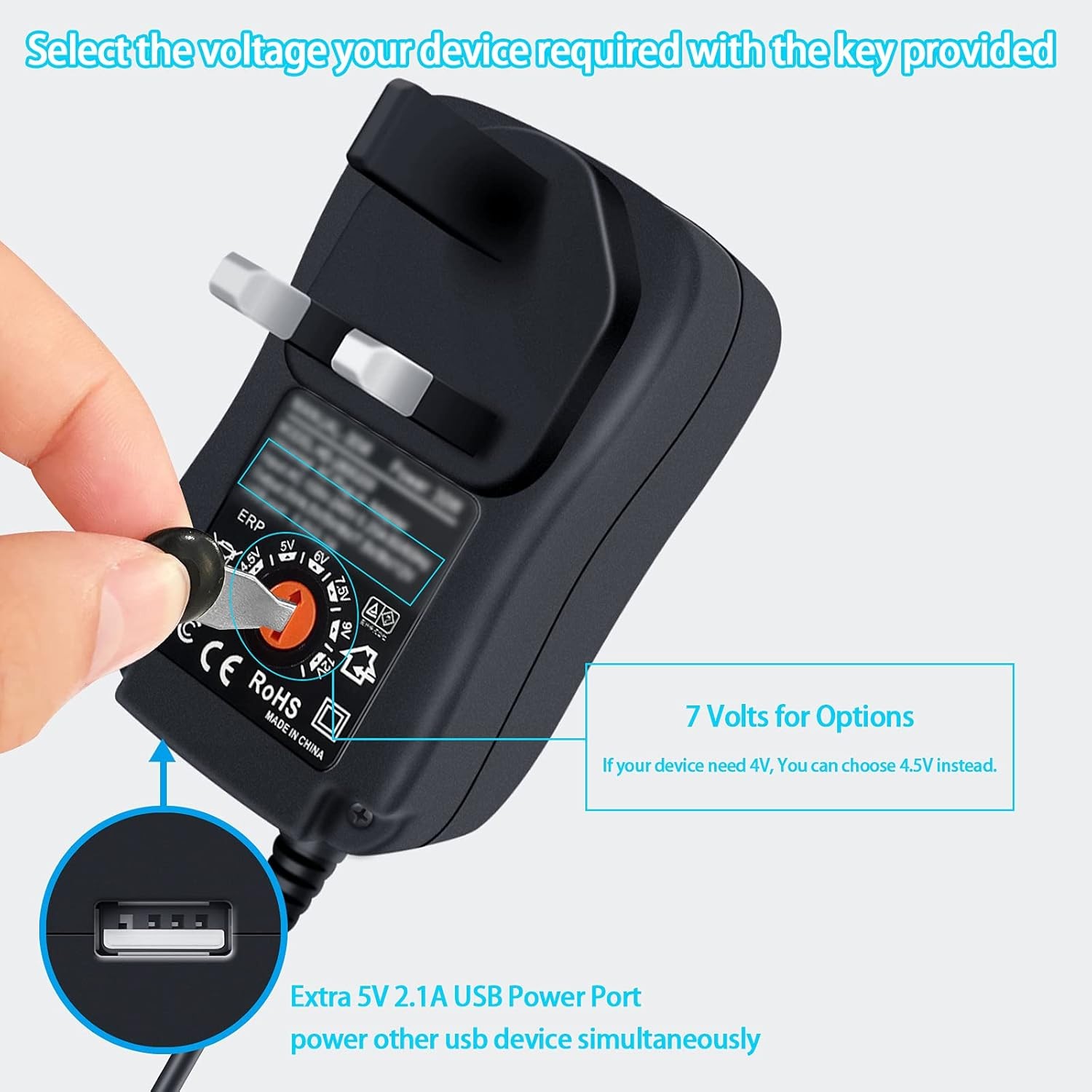 Dalugo 30W Universal AC/DC Power Adapter – 3V to 12V 2A with 8 Connector Tips - Image 2