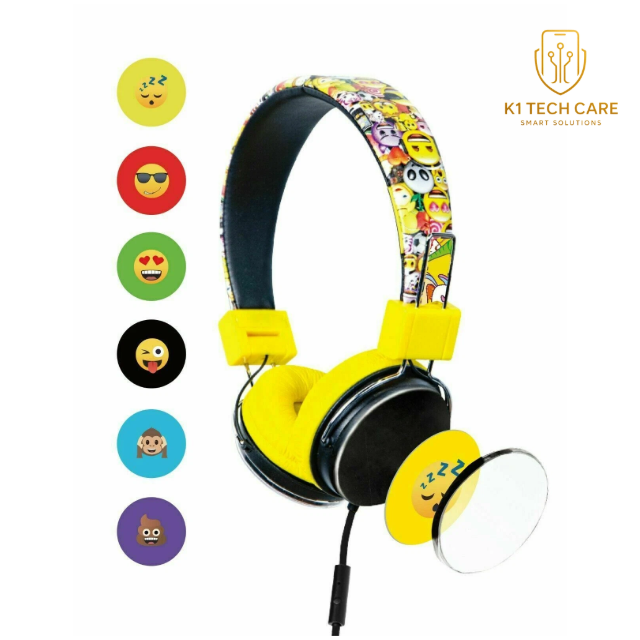 MoMoji Emoji Kids Foldable Wired Headphones – Cute Portable Headset