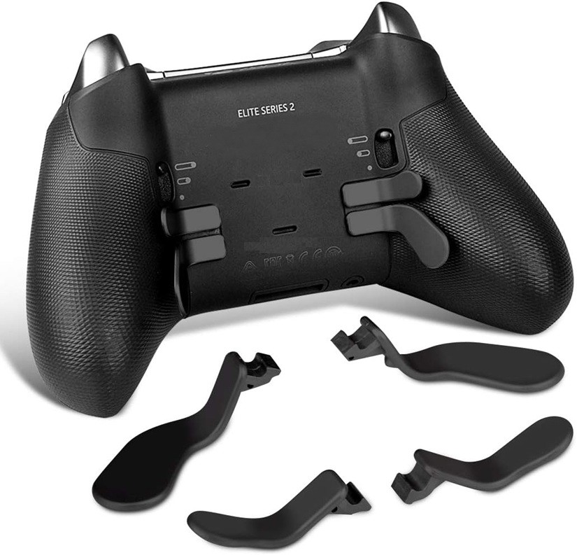 4-Piece Black Stainless Steel Rear Paddle Set for Xbox Elite Series 2 Controller