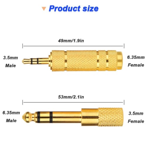 3.5mm to 6.35mm Audio Jack Adapter – Male/Female AUX Headphone Converter