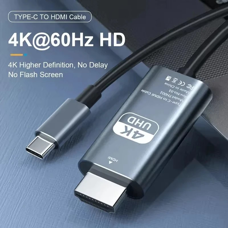 2m Braided USB-C to HDMI Display Cable – 4K 60Hz Type-C Video Adapter
