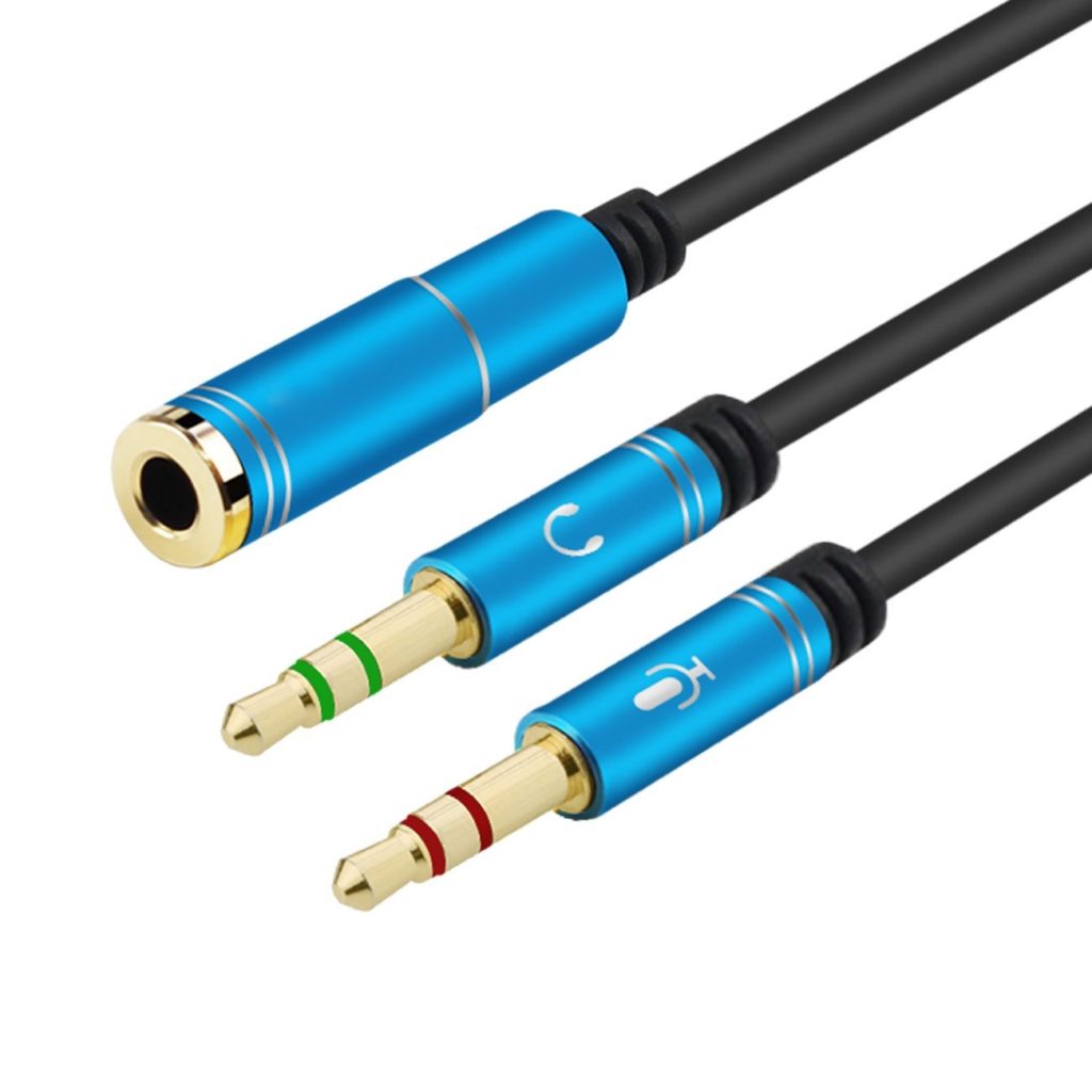 3.5mm Headset Splitter Cable – Dual Male to Single Female AUX Audio & Mic Adapter