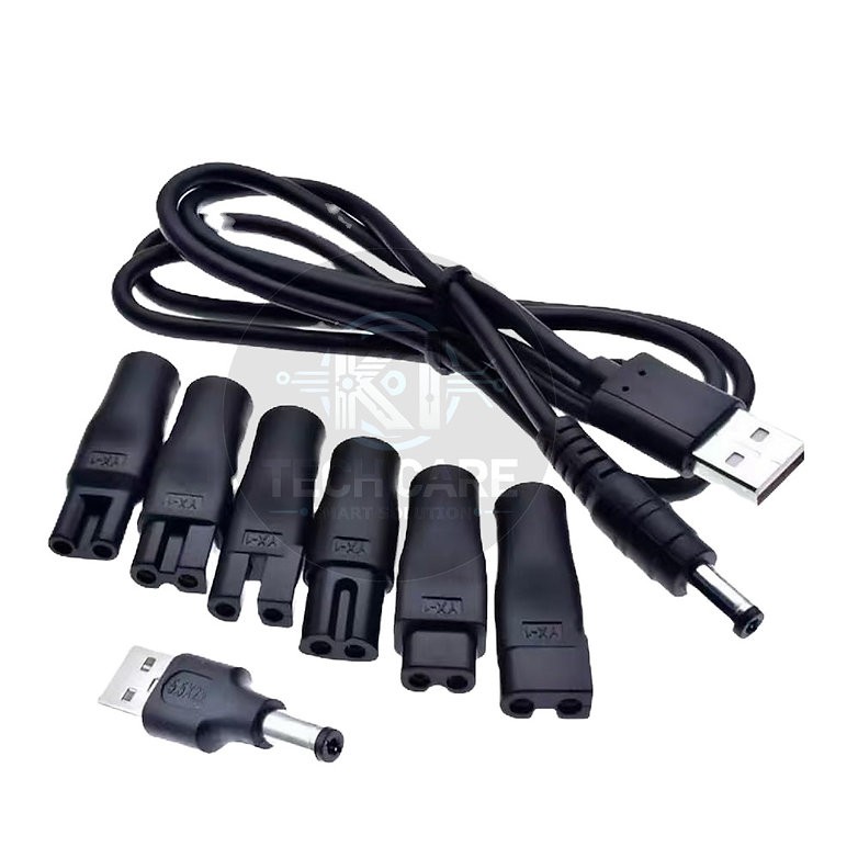 7-Piece 5V USB Universal Charging Cable Set with 6 Interchangeable Device Tips