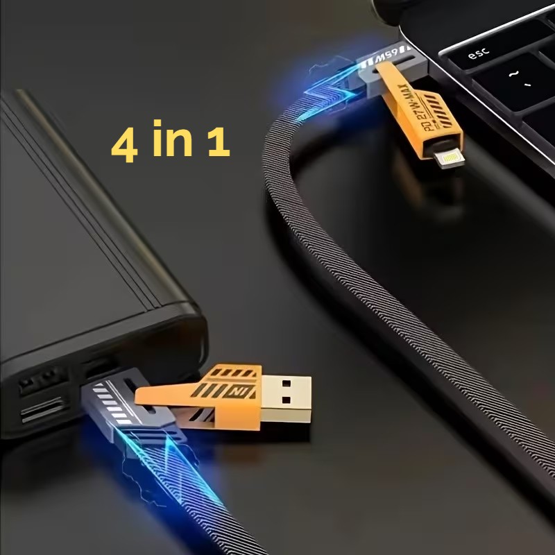 60W 4-in-1 USB-C Multi Charging & Data Cable with LED Light - Image 4