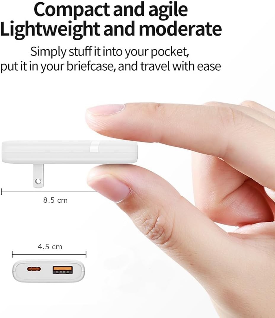 65W GaN 3-Port USB-C & USB-A Travel Charger with Removable UK Plug Adapter - Image 2