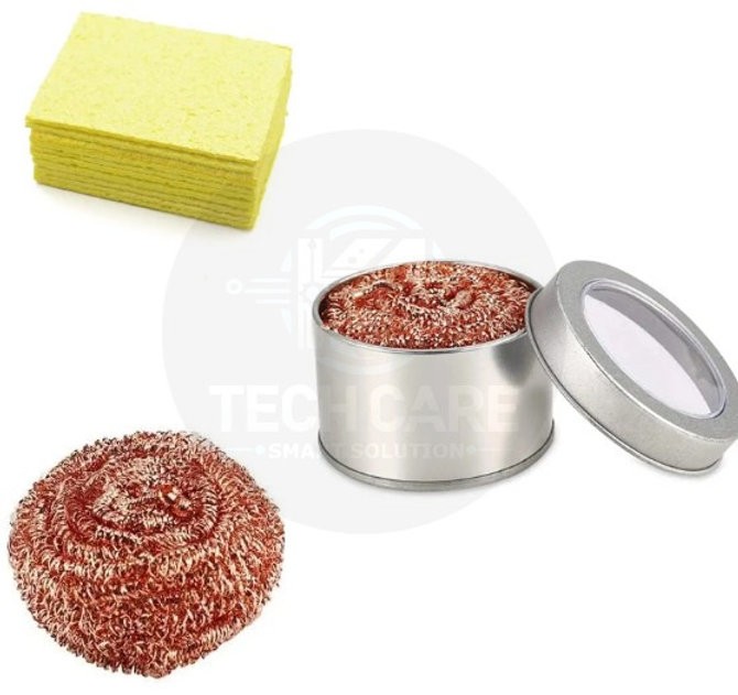 Soldering Iron Tip Cleaning Kit with Copper Wire Balls & 10 Cleaning Sponges