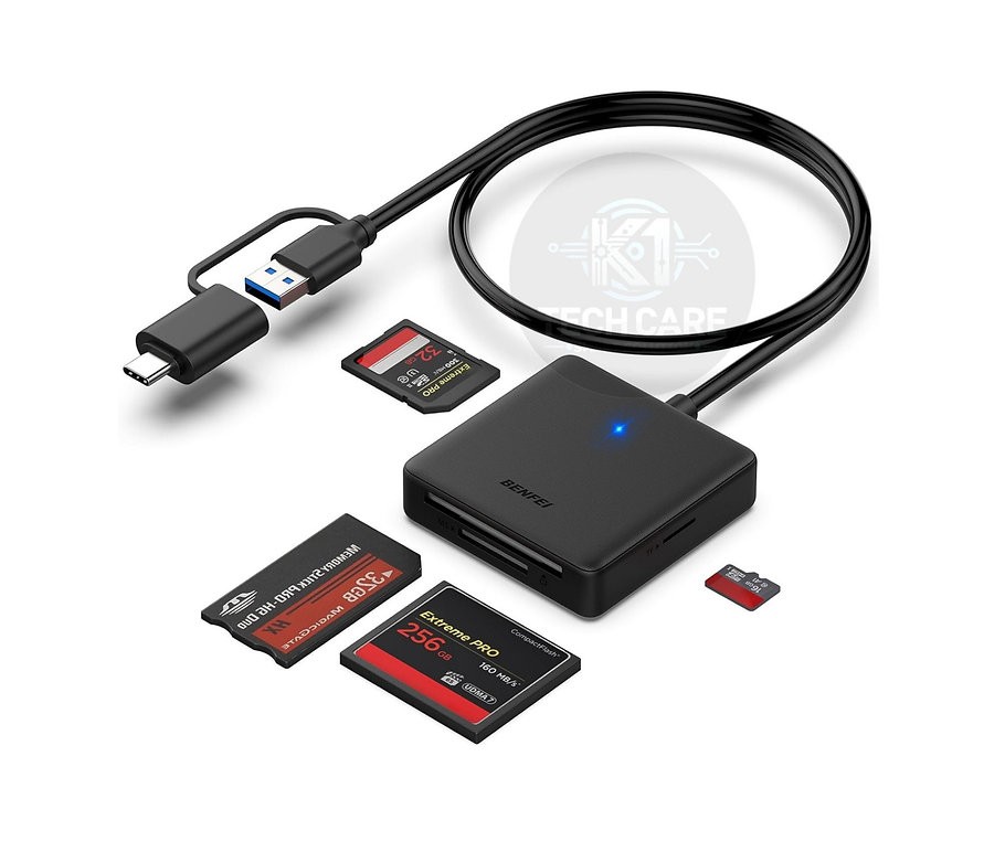 BENFEI 4-in-1 USB 3.0 & USB-C Memory Card Reader – SD, Micro SD, MS & CF