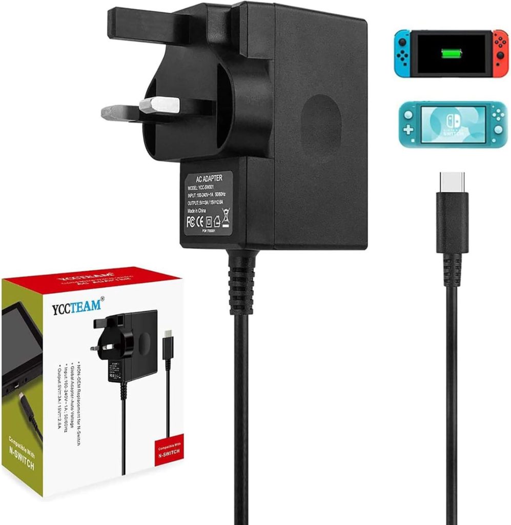 YCCTEAM Fast Charging AC Power Adapter for Nintendo Switch, OLED & Lite
