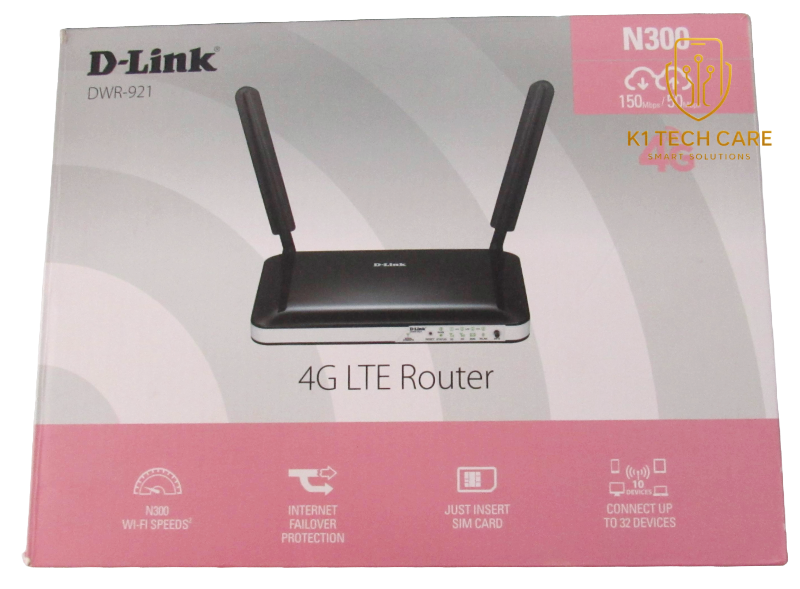 D-Link DWR-921 4G LTE N300 Wi-Fi Router with Power Supply