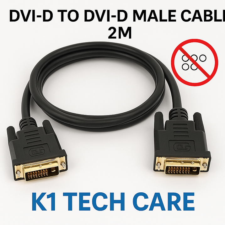2m DVI-D Male to Male Digital Video Cable – DVI Display Lead, No Audio