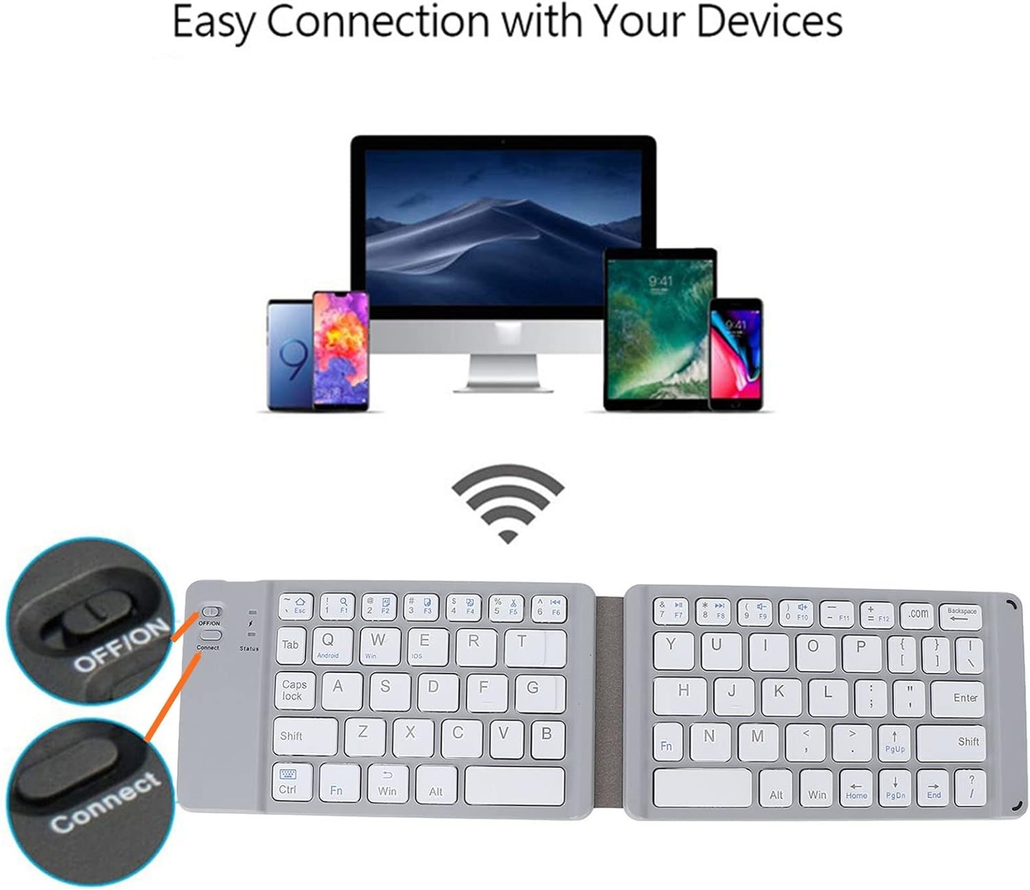 Portable Folding Bluetooth 3.0 Keyboard – Silent Mini Wireless Keyboard for Tablet, Phone & PC - Image 2