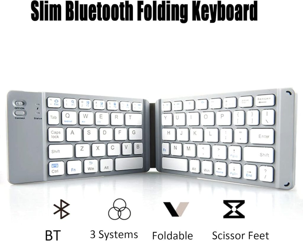 Portable Folding Bluetooth 3.0 Keyboard – Silent Mini Wireless Keyboard for Tablet, Phone & PC