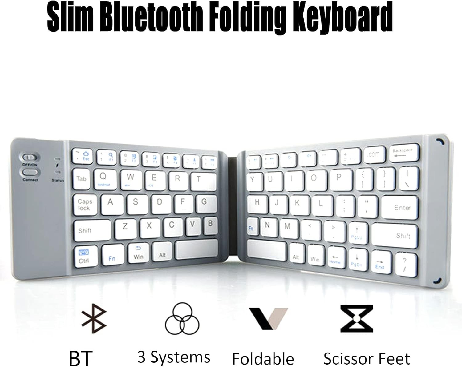 Portable Folding Bluetooth 3.0 Keyboard – Silent Mini Wireless Keyboard for Tablet, Phone & PC