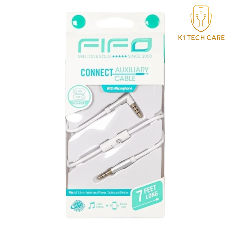 FIFO 7ft 3.5mm AUX Stereo Audio Cable – Male-to-Male Lead