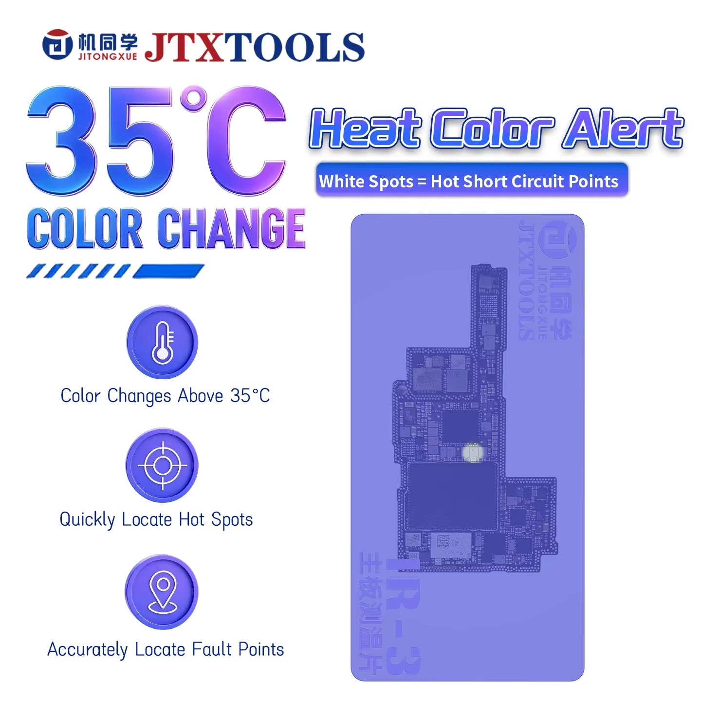 JTXTOOLS IR-3 Reusable 35°C Thermal Short-Circuit Finder Pad – PCB Hotspot Detection Sheet - Image 3
