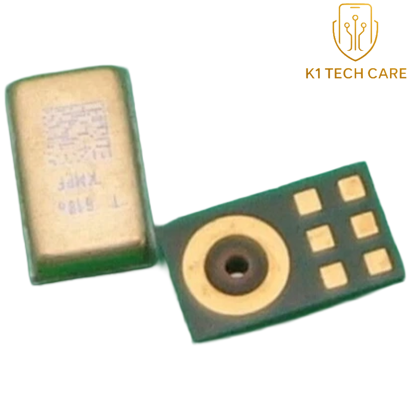 K1 Tech Care – Pack of 2 internal MIC microphone modules for compatible Apple iPhone 7 through iPhone 14 Pro Max models, designed for internal microphone repair and replacement.