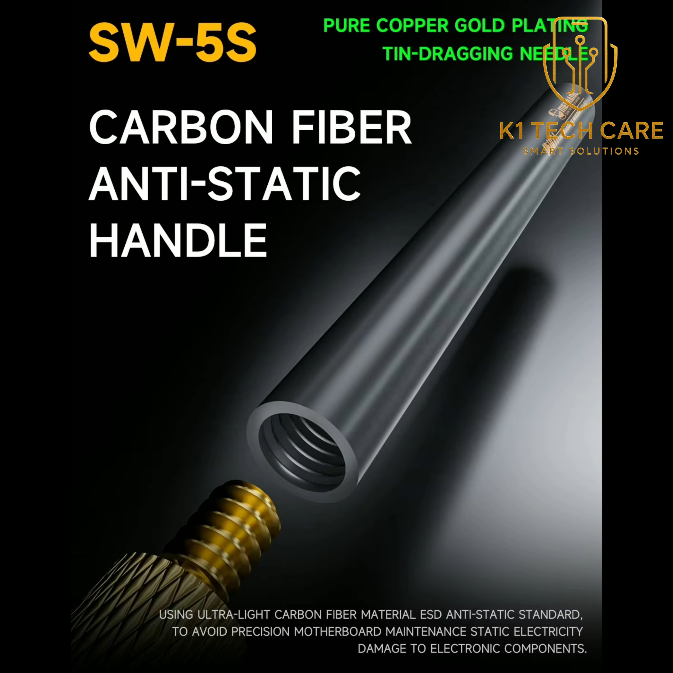 MECHANIC SW-5S Gold-Plated Tin Dragging Needle Set – FPC Reballing & PCB Soldering Tool - Image 2