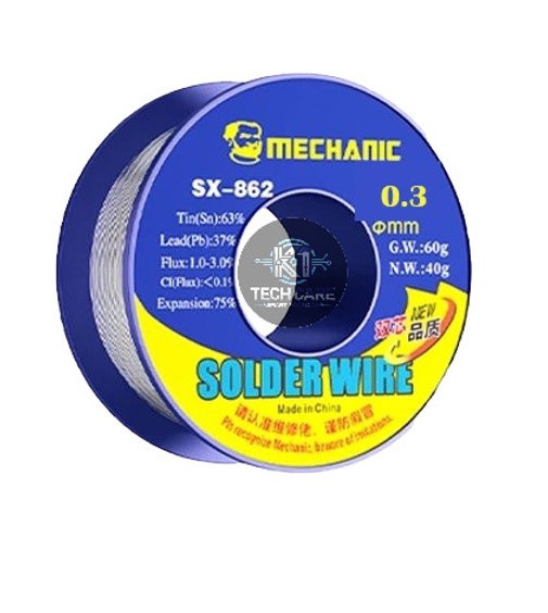 MECHANIC SX-862 0.3mm Double-Core Solder Wire – 183–200°C Precision PCB Soldering
