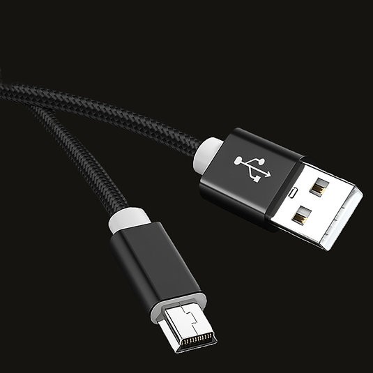 Braided USB-A to Mini USB Charging & Data Cable – 0.25m, 1m or 2m