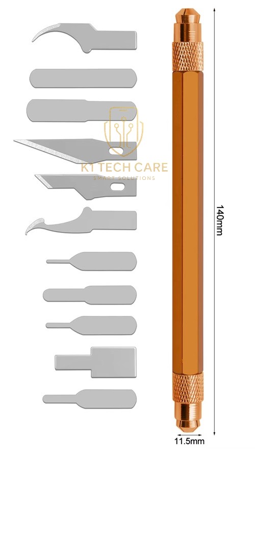 23-Piece IC Chip & iPhone Back Glass Removal Blade Kit – Metal Handle, Thin Blades & No.17 Blades - Image 2