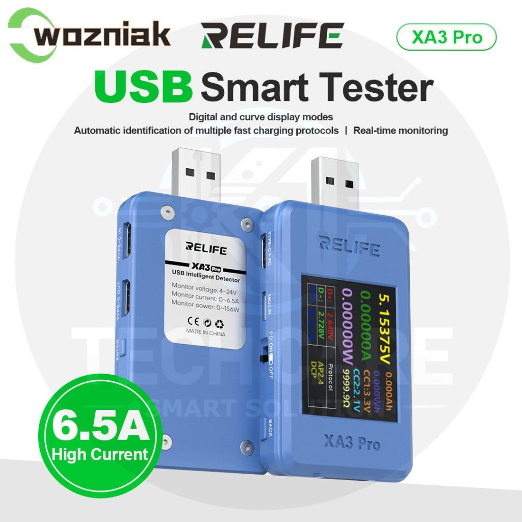 RELIFE XA3 Pro USB-A & USB-C Smart Charging Tester – Real-Time Power Diagnostic Meter