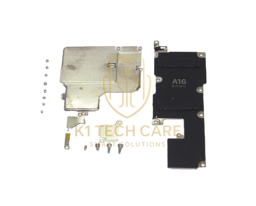 iPhone 15 Pro Max Internal Metal Shield Plate & Screw Set – LCD, Battery & Mainboard Brackets