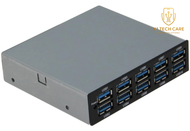 SEDNA 10-Port USB 3.0 Front Panel Hub – 3.5" PC Bay Expansion with 20-Pin Adapter