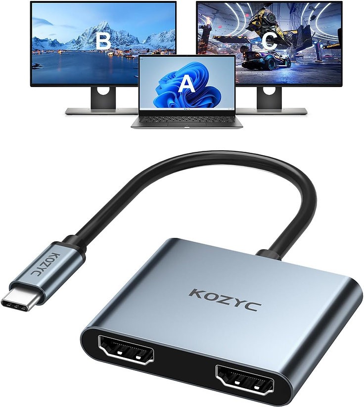USB C to Dual HDMI 4K@60Hz, Type C to HDMI Extended Display AAA/ABB/ABC